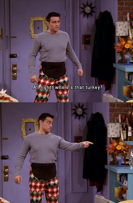 Joey eats turkey